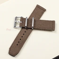 Premium Khaki Nylon Sailcloth Canvas Watch Strap - Universal Soft Sport Bracelet - 20mm (Brown)