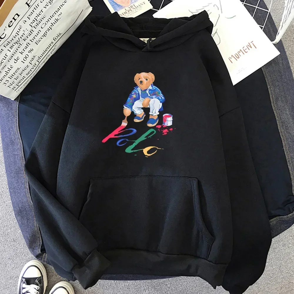 thumbnail image 3 of Sudaderas con capucha con estampado gráfico de oso bonito para mujer, ropa de calle Harajuku, sudaderas informales para otoño e invierno, jerséis, 3 of 3
