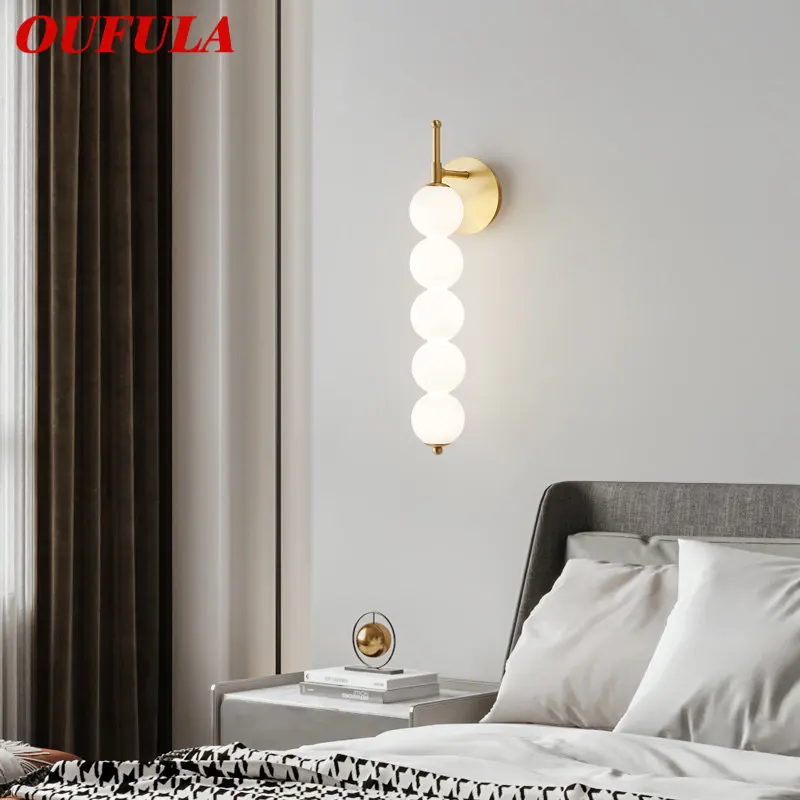 Oufuna Modern Glass Light Sconce Led 3 Colori Creative Brass Gold Wall Lighting Fixture Per La Decorazione Della Camera Da Letto Del Soggiorno Di Casa