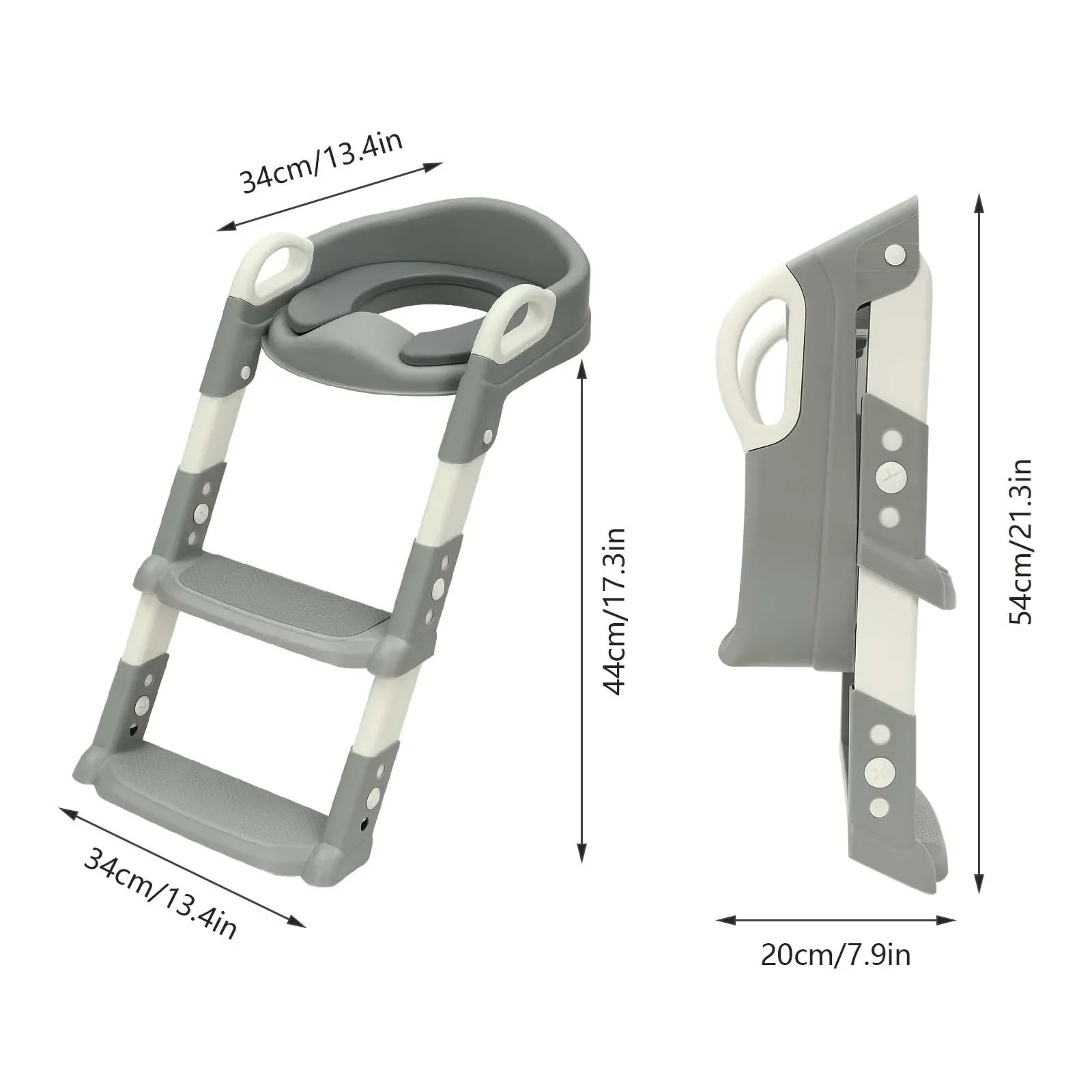 Toilettensitz für Kinder W | Treppe, Toilettentrainer für Kinder ab 2–7 Jahren, Kinder-Toilettensitz W | Abnehmbares PU-Kissen, weiß – Detail 4