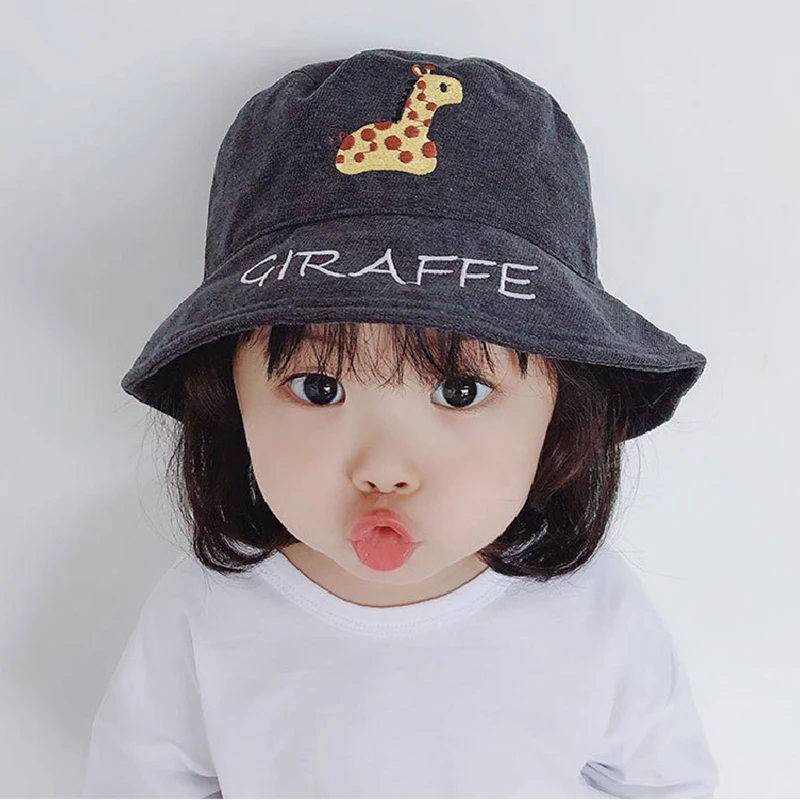 

Children Cute Bucket Hat New Spring Embroidered Sun Hat Cartoon Animal Outdoor Boys Girls Summer Unisex Hat Hip Hop Baby Cap