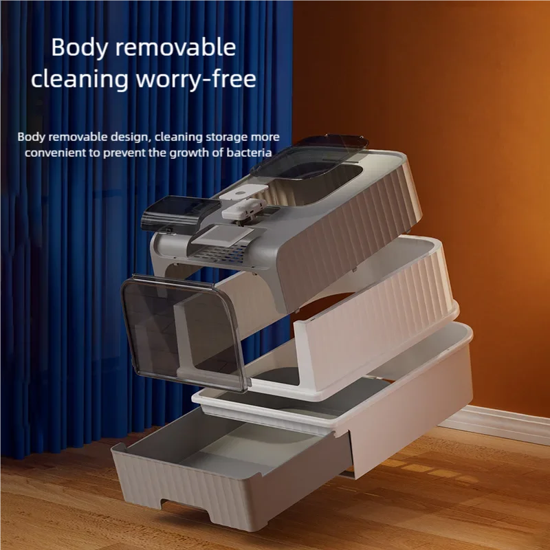 Large Foldable Cat Litter Box with Scoop - Odor Control Easy to Clean Front Entry  Top Exit