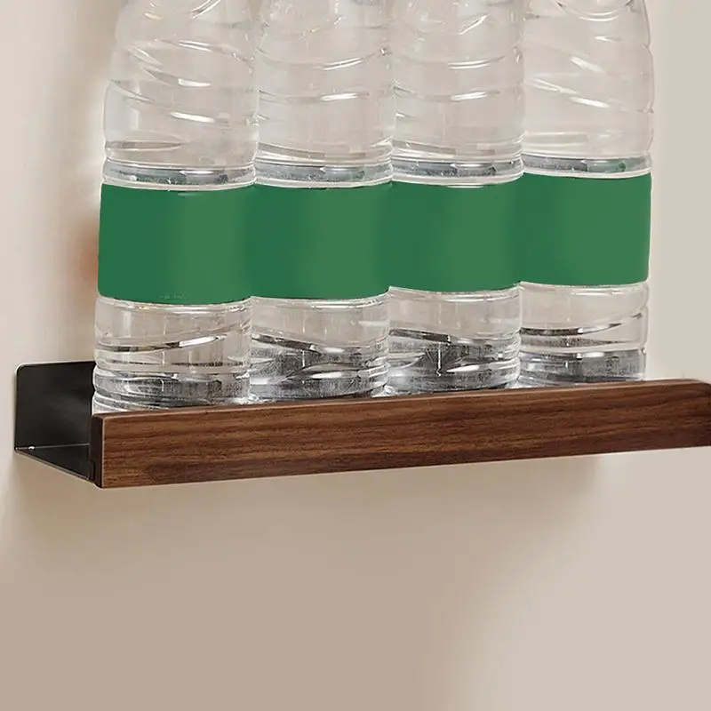 Floating Shelves Bathroom Walnut Aluminum Adhesive Floating Bathroom Shelf Corner Shelf Decorative Rustproof Wall Organizer With