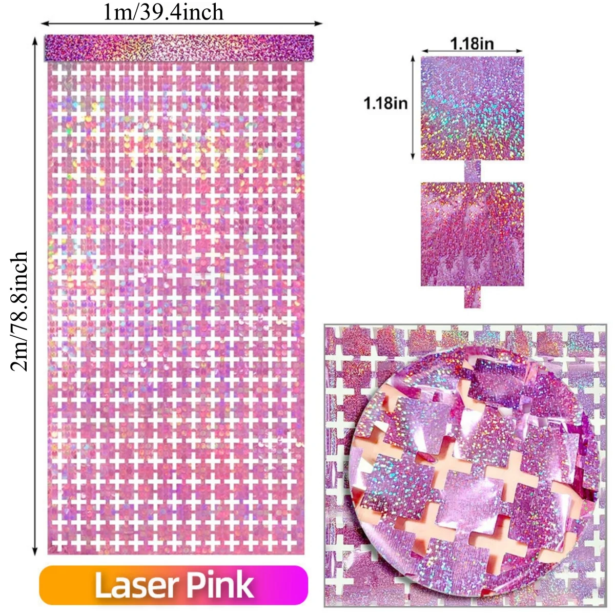 Sparkling Square Glitter Curtain Backdrop - Gold, Silver & Pink Shimmer Wall Decor
