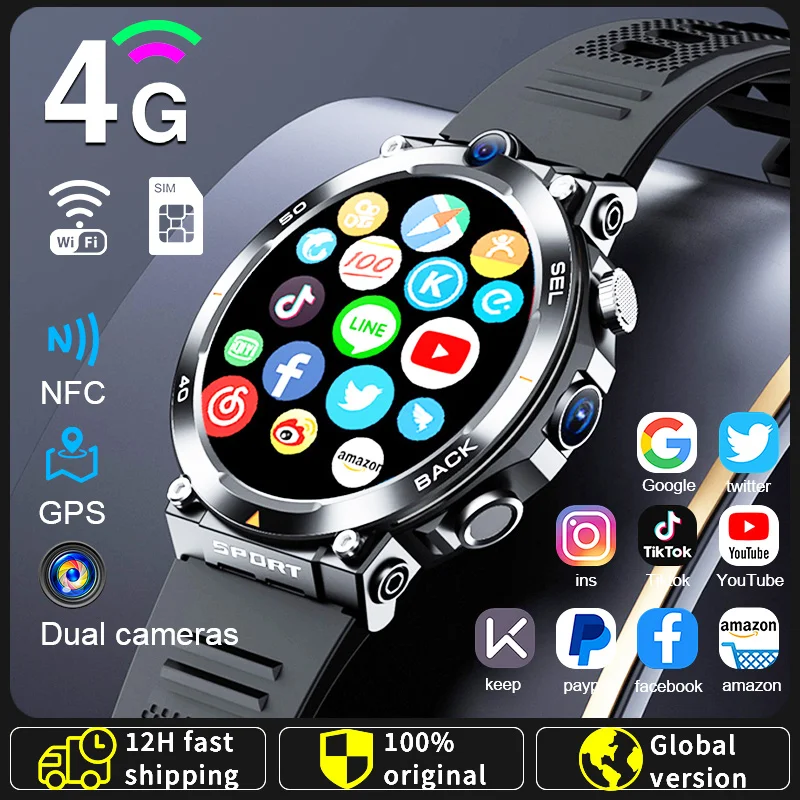 4G Smartwatch Download Any APP Software Dual Camera Video Calls 1.39