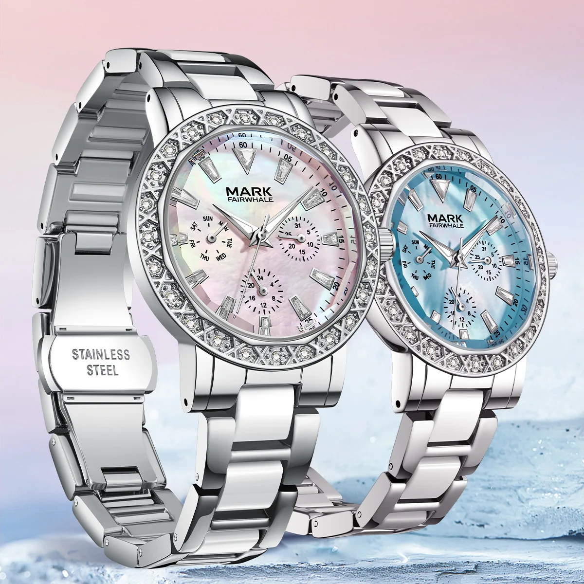 Montre-bracelet à quartz Mark Fairwhale pour femme, bracelet en céramique, rose, diamant, tendance, luxe, brillante, Beimu_voghion.com