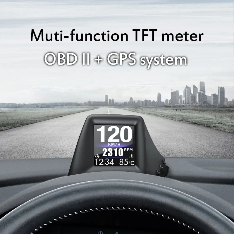 Nova Multi-função Hud Gadget Obd2 Mais Gps On-board Computador Um-pilar Guarnição Instalar Rpm Turbo Pressão de Óleo Temperatura da Água Gps Velocímetro - Imagem 5