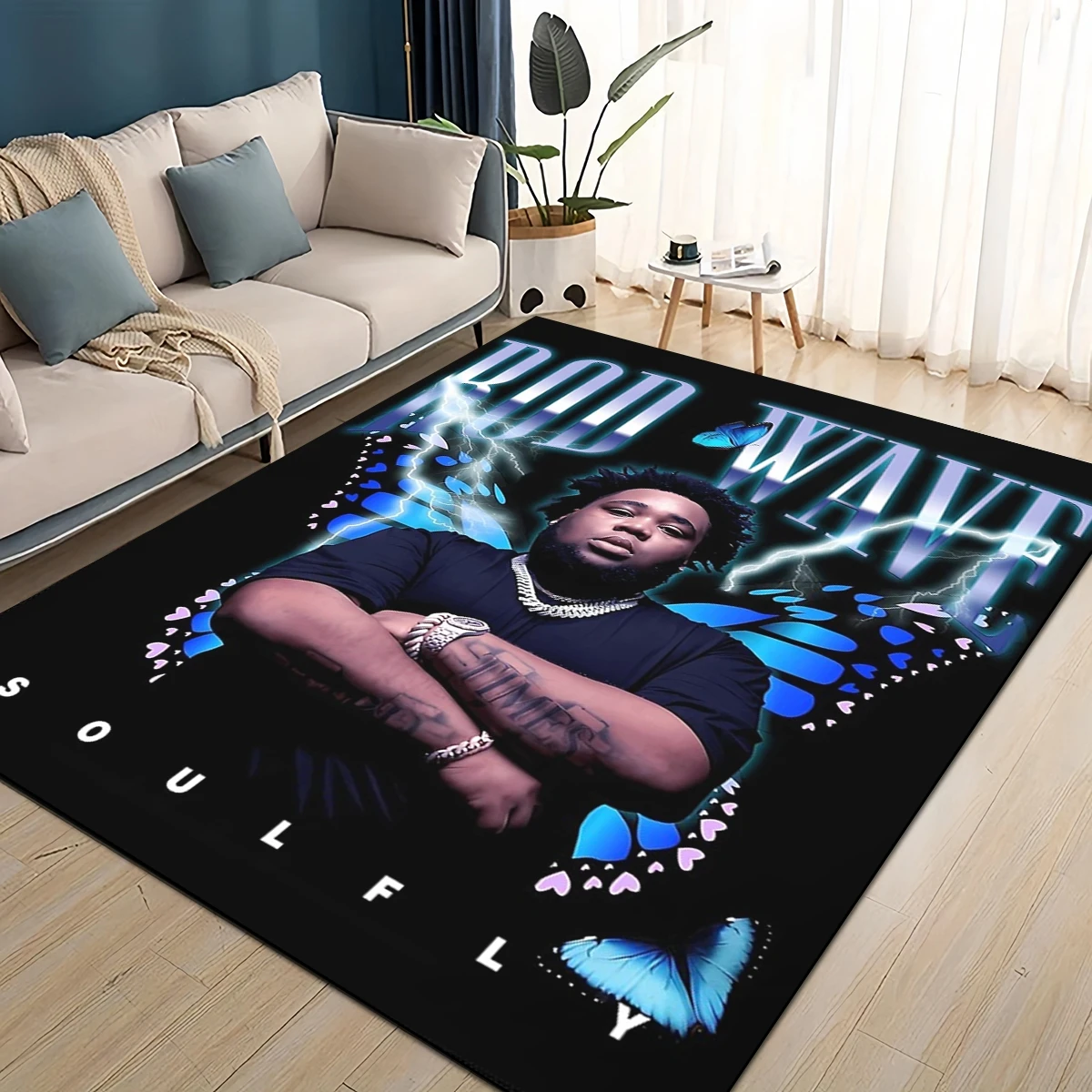 HOT Rod Wave 3D Print Rapper Star Rug Carpet for Living Room Bedroom ...
