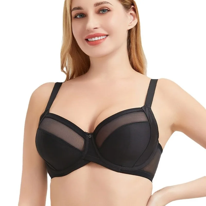 Plus Size Minimizer Bra Full Coverage Lift Support for Large Bust Wirefree Comfort Breathable Mesh Anti-Sagging E F G H I Cup 3