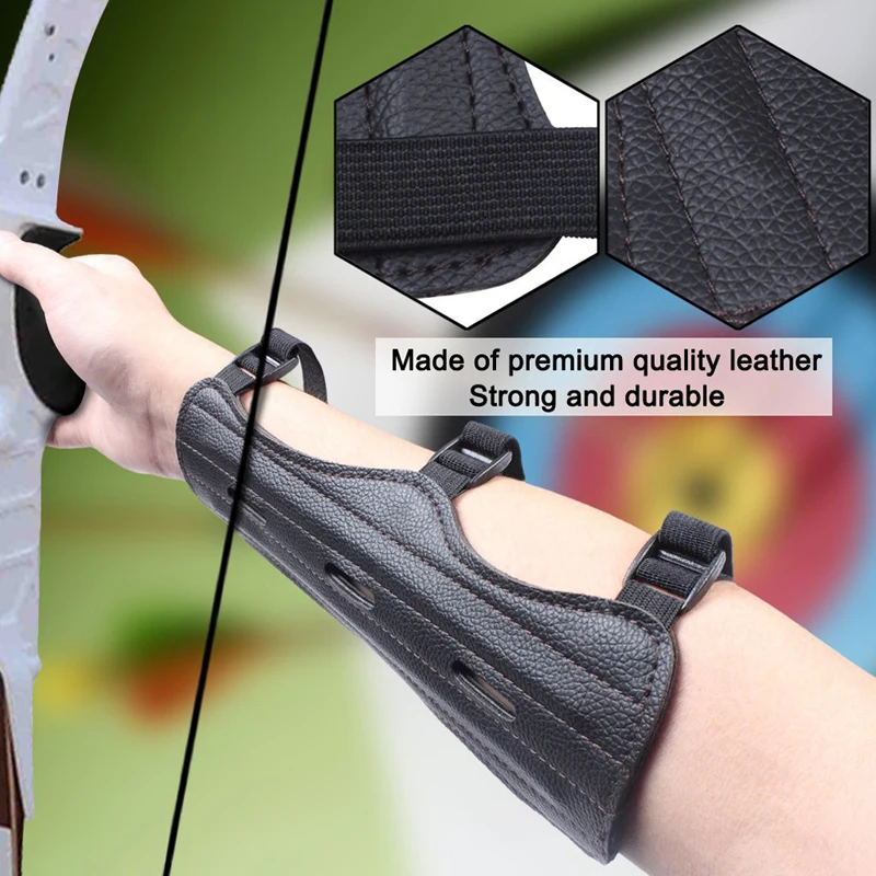 

Leather Adjustable Archery For Hunting Practice Protection Safe Strap Armband Arm Guard Protection Accessory