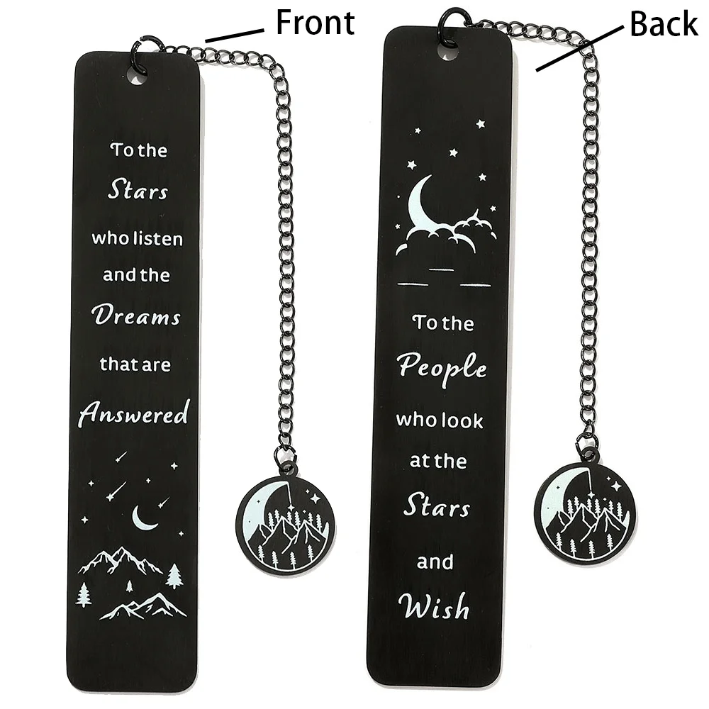 Metal Bookmark Bookmarks Stationery Supplies Double Sided Inspirational Black for Book Lovers Gift for Teachers Students