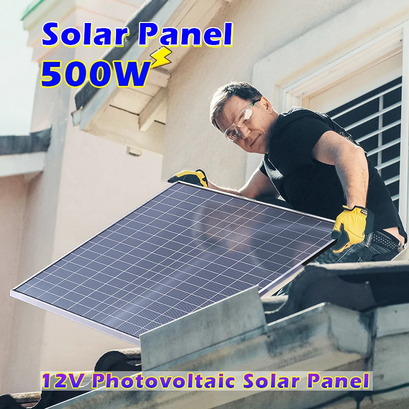 Kit d'énergie solaire 500W avec contrôleur de charge solaire 100A, pinces crocodile et câble DC, chargeur de batterie solaire 12V pour camping-car, camping, système hors réseau domestique 1 Kit d'énergie solaire 500W avec contrôleur de charge solaire 100A, pinces crocodile et câble DC, chargeur de batterie solaire 12V pour camping-car, camping, système hors réseau domestique 1