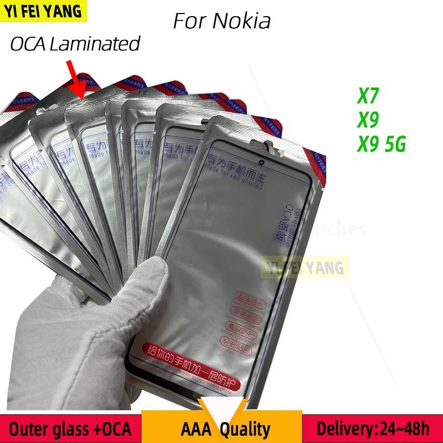 

Touch screen glass + OCA LCD lens for Nokia X7 X9 5G, 10 pcs/lot