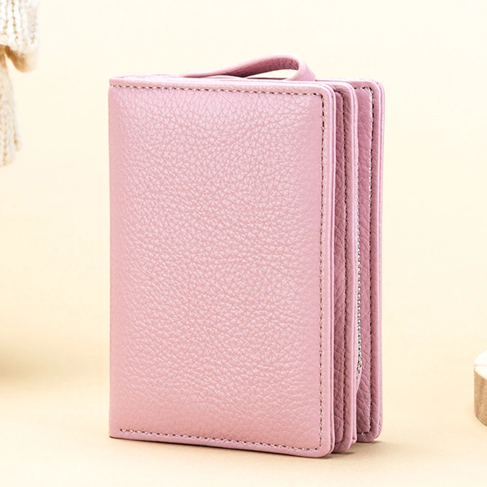 Short Zipper Wallet with Multiple Card Slots, Built-In Coin Pocket, Lychee-Patterned Coin Storage Pouch, Practical and Portable Gift