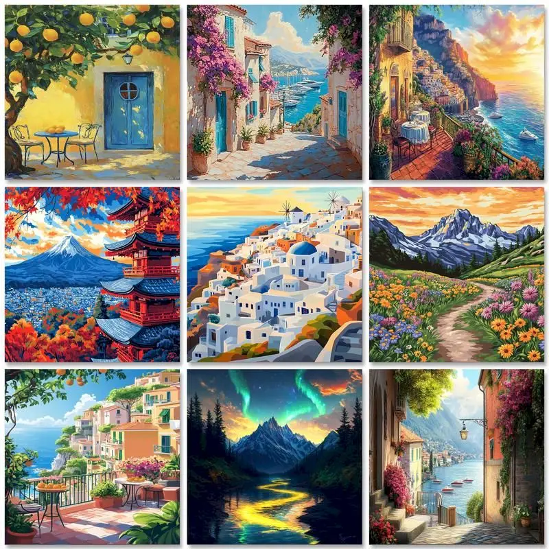 GATYZTORY DIY Scenery Painting By Numbers Easy Beginner Handpainted On Number Picture By Numbers Kill Time For Home Decors