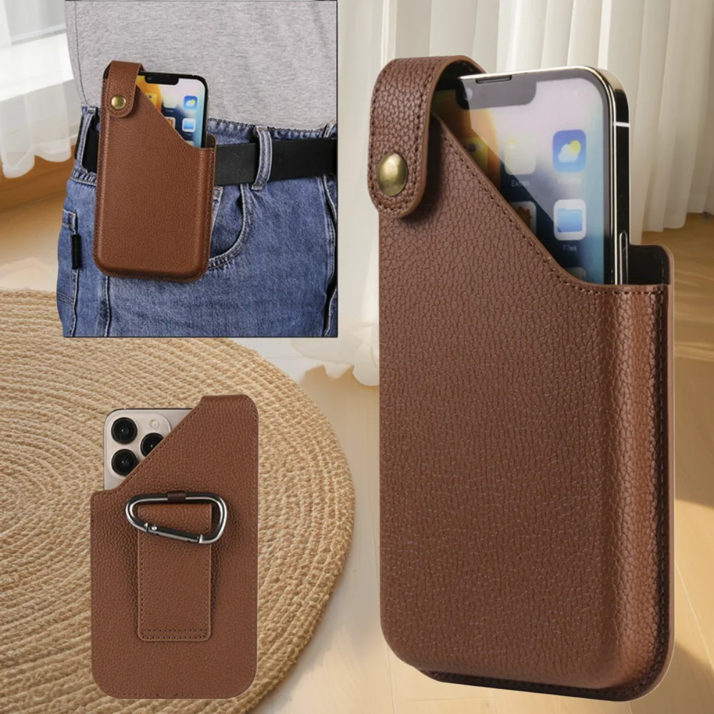 Stylish Universal Leather Phone Waist Bag for 6.1-6.7 Inch Smartphones