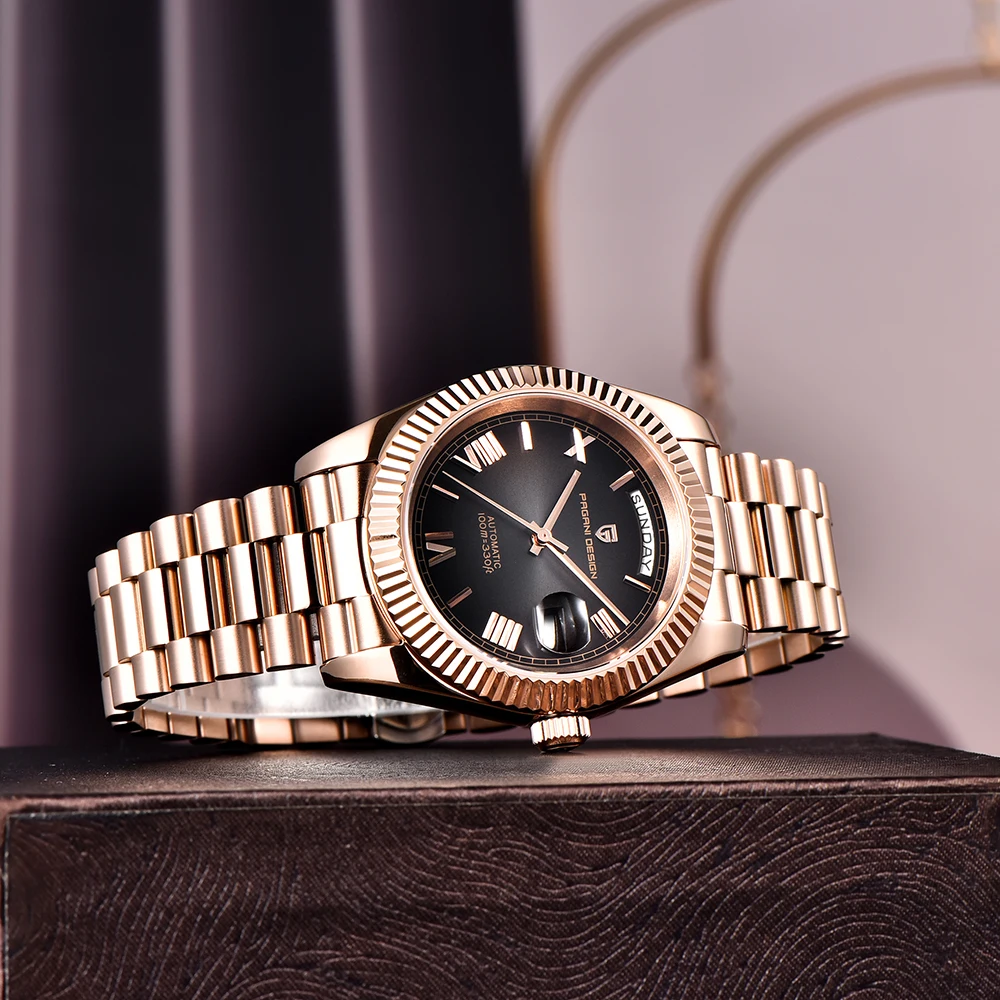 PAGANI DESIGN DD36 Rose Gold Men's Watches Mechanical Watches For Man Automatic Fashion AR Sapphire Mirror Wristwatches