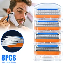 8Pcs 5-Layer Razor Blades Refills Replacement for Gillette Fusion Proglide Power Stainless steel