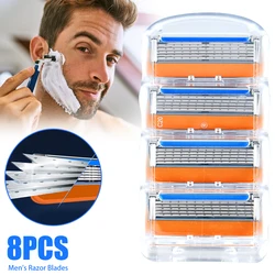 8Pcs 5-Layer Razor Blades Refills Replacement for Gillette Fusion Proglide Power Stainless steel