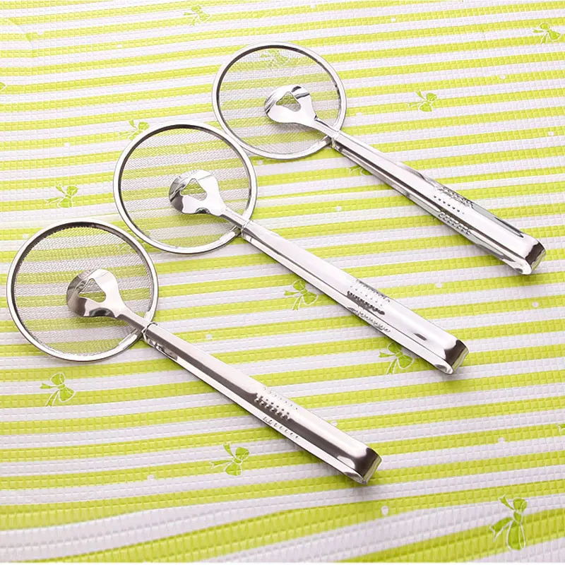 Multifunctional Oil Frying Clamp Filter Stainless Steel Spoon Oil Drainer Vegetables Snack Fried Food Strainer Kitchen Tools