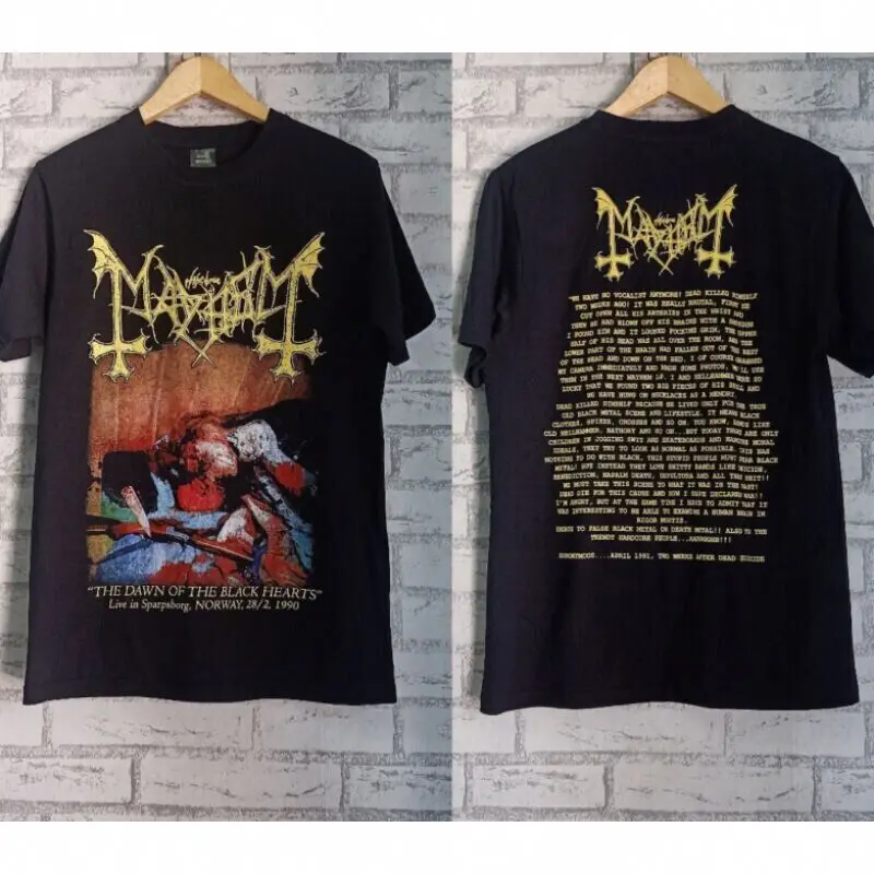T-Shirt Nera Mayhem Hearts Dawn Sleeve Band Tee Tour 2023 Short Concert Unisex