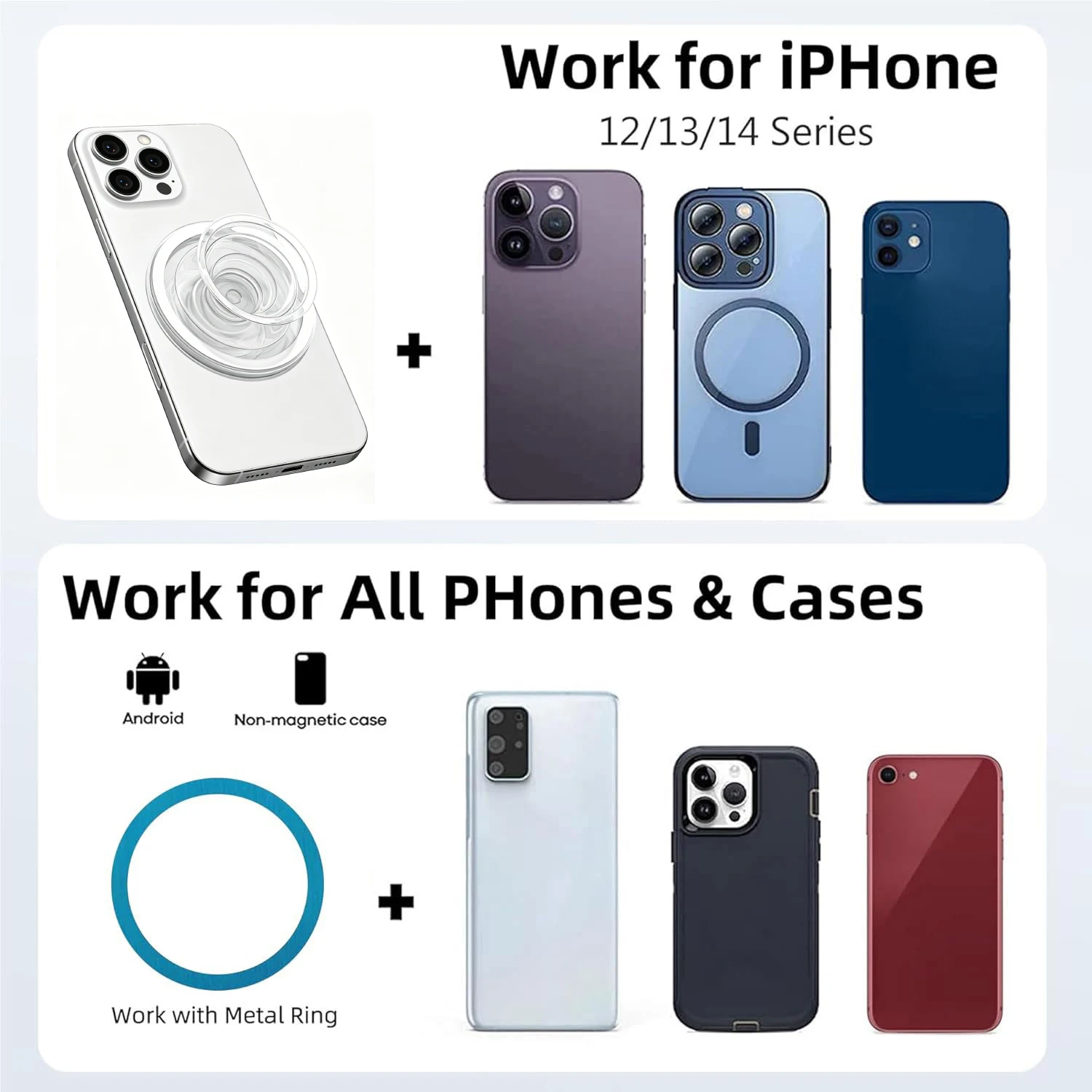 Clear Acrylic Magnetic Phone Stand – Detachable Grip & Kickstand, Removable