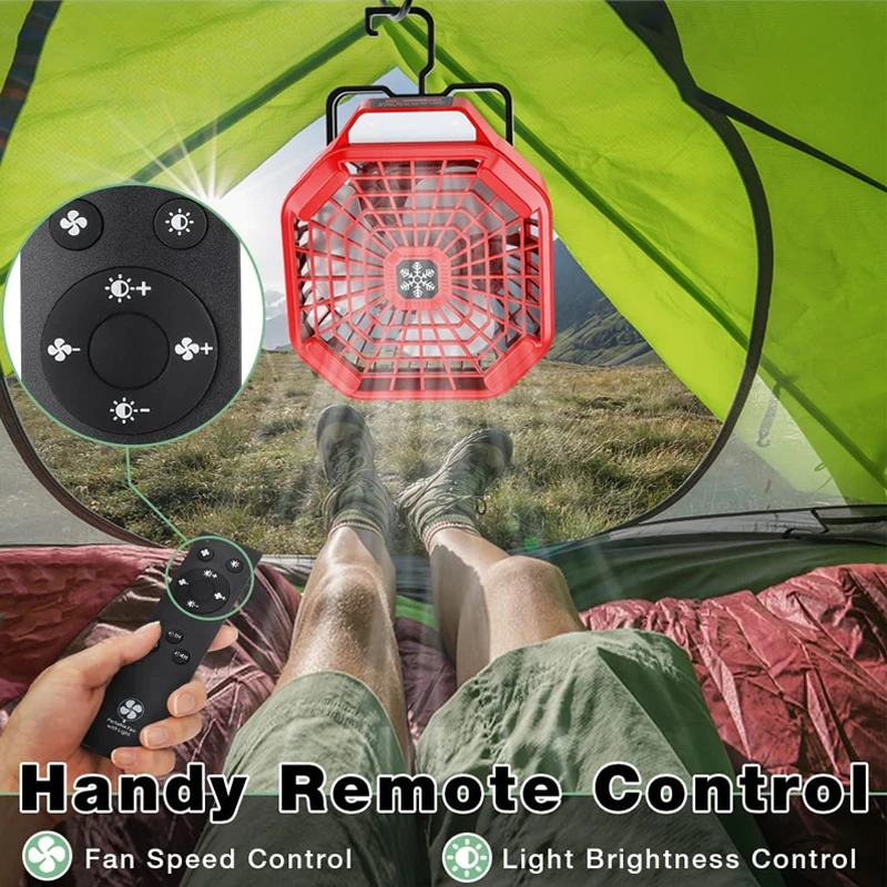 Ventilateur Portable Rechargeable, 10 400 MAh, Alimenté Par Batterie, Ventilateur De Camping En Plein Air Avec Lumière Et Crochet, Ventilateurs De Bureau Personnels USB, Pour Chambre, Table, Maison