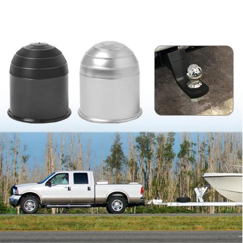 Trailer Ball Cover Trailer Hitch Cover Tow Bar Ball Cover Auto Tow Bar Ball Cover Accessories Black Sliver Cap Towing Hitch Caravan Trailer Cap Simple Durable Design Protective Cover