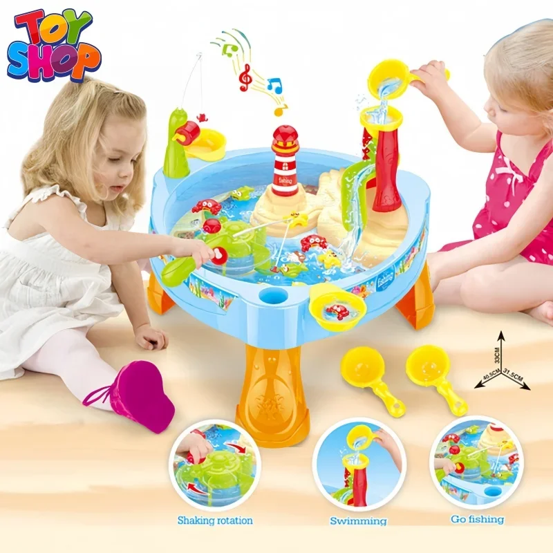 

Water Circulating Fishing Game Board Play Set Sand Water Table Toys Outdoor Beach Sandpit Toys For Activity Girls Boys Gift