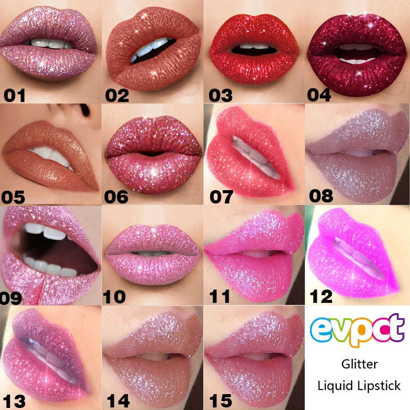 12 Colors Shiny Diamond Lip Gloss Shimmer Long Lasting Metallic Lip Makeup Fashion Beauty Tint Pigment Women Lipsticks