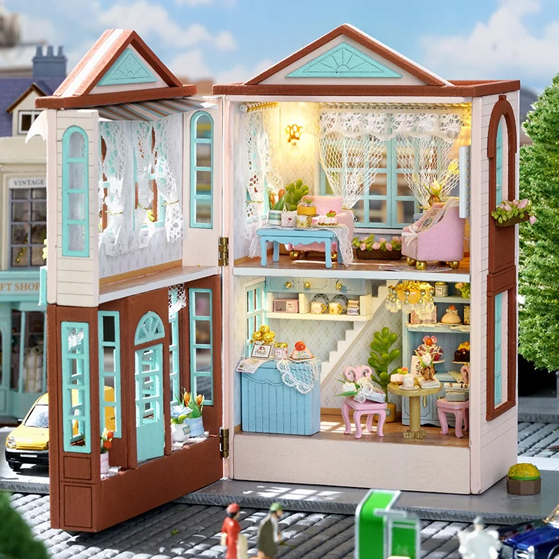 DIY Wooden Miniature Model Kit Sweet Dream House Casa Doll Houses With Furniture 3D Puzzle Dollhouse Home Decor Friends Gifts 3