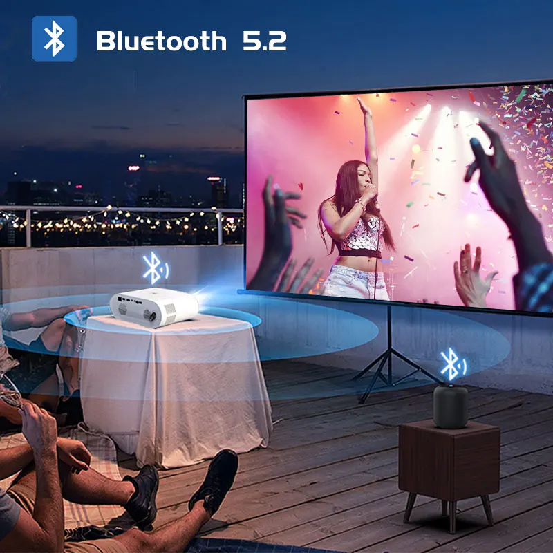 Buyzco H8 Projector portable projector 4K Native1080P Full HD Android 11 With WiFi 6 Smart 15000 Lumens Auto Focus HDR10+ Home Theater