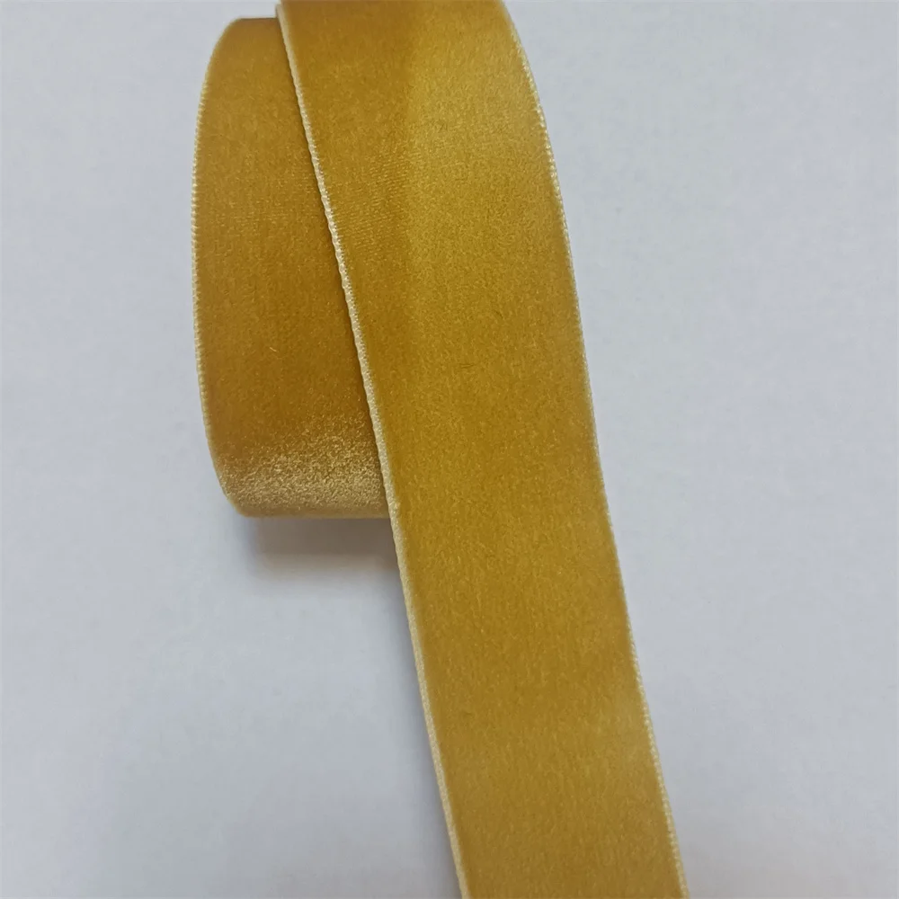 

25mm Single Face Old Golden Velvet Ribbon for Handmade Gift Bouquet Wrapping Supplies Home Decoration Christmas Tape Not elastic