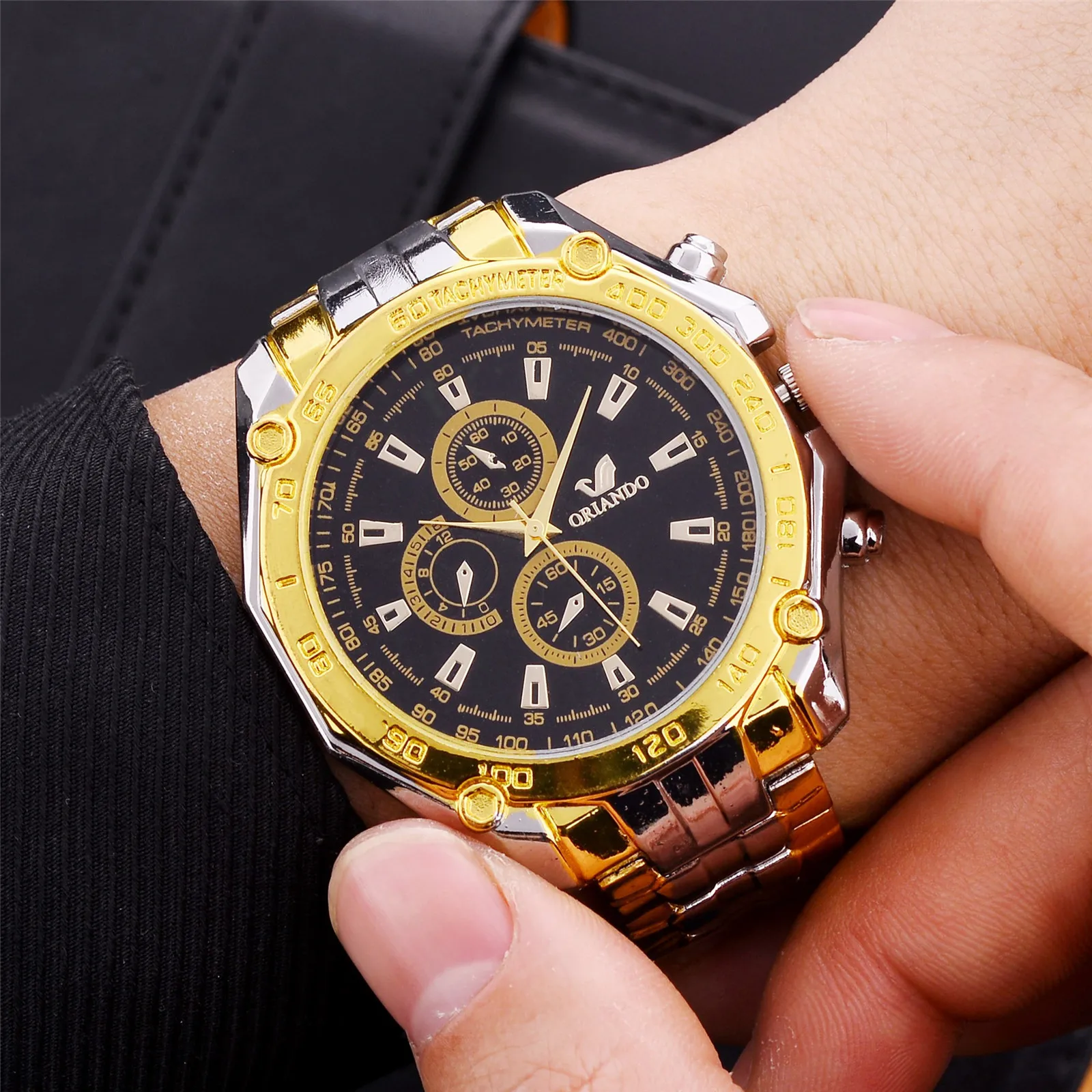 Top Brand Mens Watches Luxury Steel Analog Quartz Wristwatch Fashion Business Gold Sliver Male Clock Relogios Masculino Montre 3