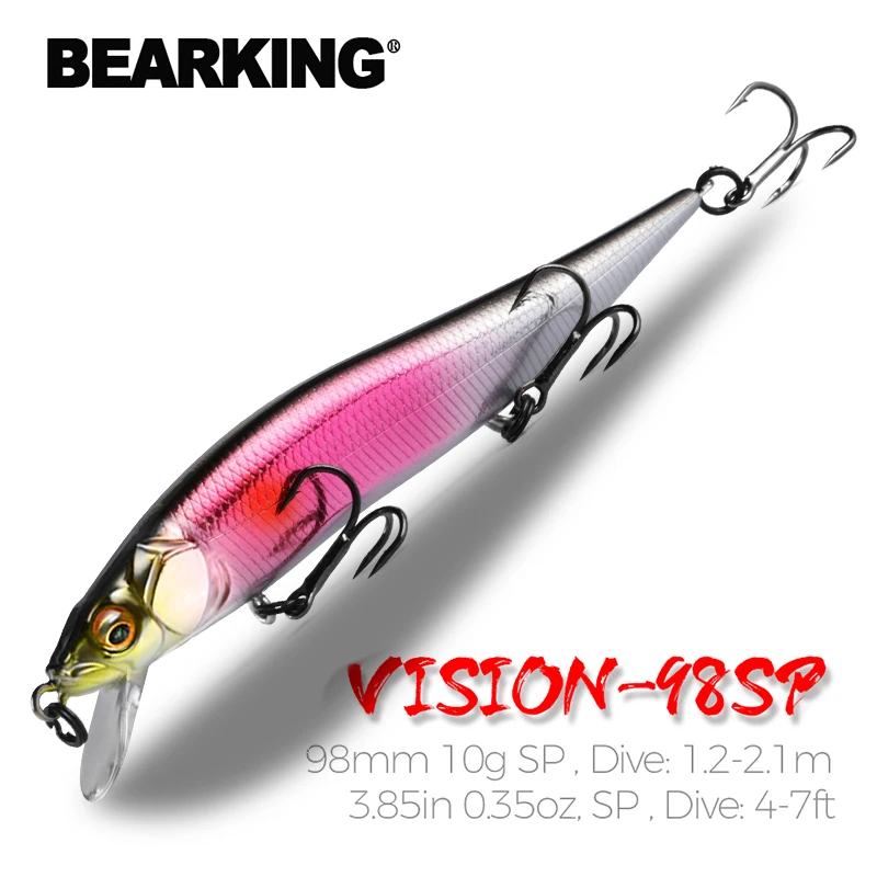 Bearking Isca de Pesca Profissional, Artificial, Qualidade, Mergulho de 2,1 m, Atrai Predador, 9,8 cm, 10 g, SP