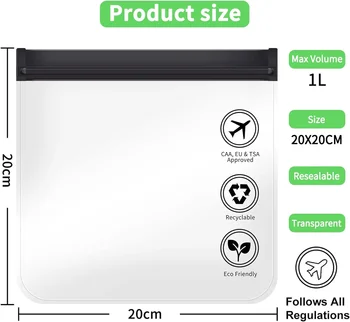 1pc Transparent toilet bag, portable travel essentials, flight makeup liquid leak proof, resealable EVA cosmetic bag 2