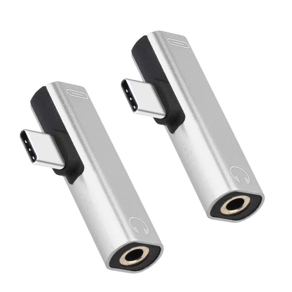 C타입 to C타입 듀얼 C타입 USB-C, C타입 to 3.5mm Aux 잭 오디오 어댑터, 이어폰 충전 컨버터, 휴대폰 (실버)