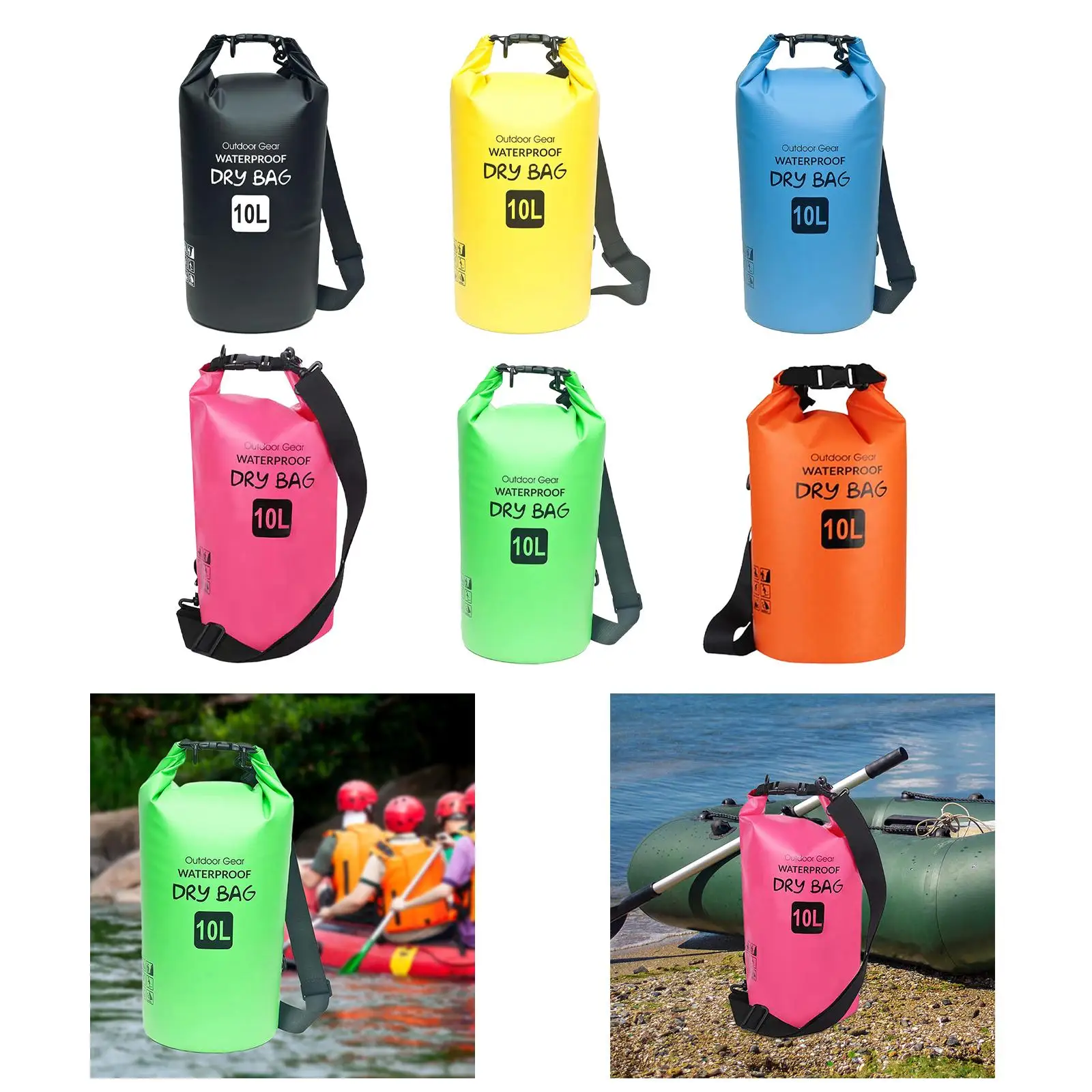 Waterproof Dry Bag with Shoulder Strap Portable Roll Top Sack Waterproof Storage Bag for Swimming Kayaking Travel Fishing Beach