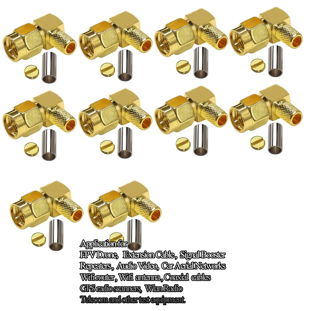 10 pces sma conector sma macho plugue 05