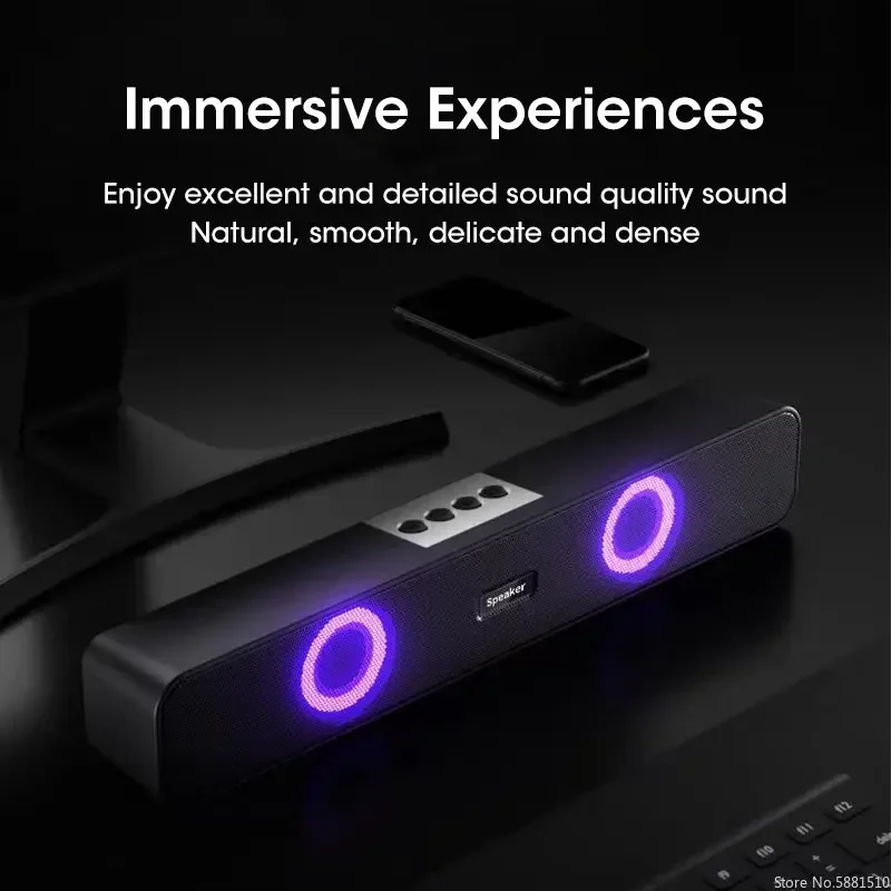 Computer Audio Bluetooth 5.1 Speaker 4D Surround Sound TV 360&deg; Stereo Surround Notebook USB Multimedia Home Portable Operation