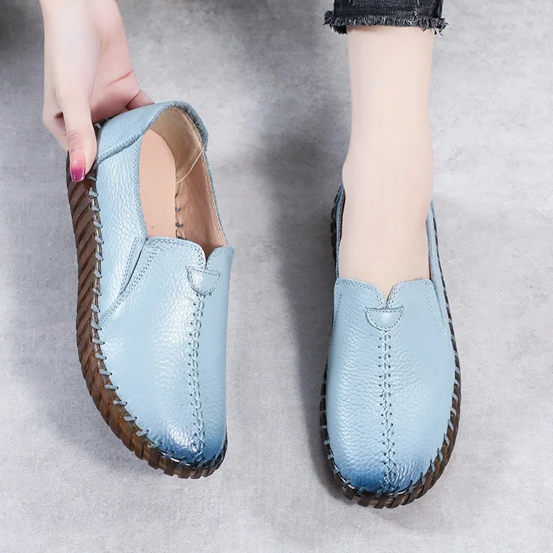 Waterproof Loafers Wide Width Women's Driving Shoes Woman Black Genuine Leather Flats Red Designer Loafers Women White Moccasins