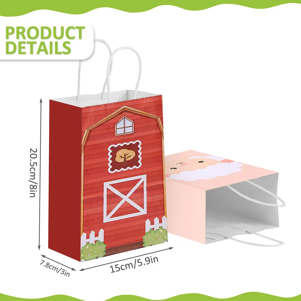 Tallew Farm Anmal Party Favor Bags Wth Handles, Barnyard Brthday
