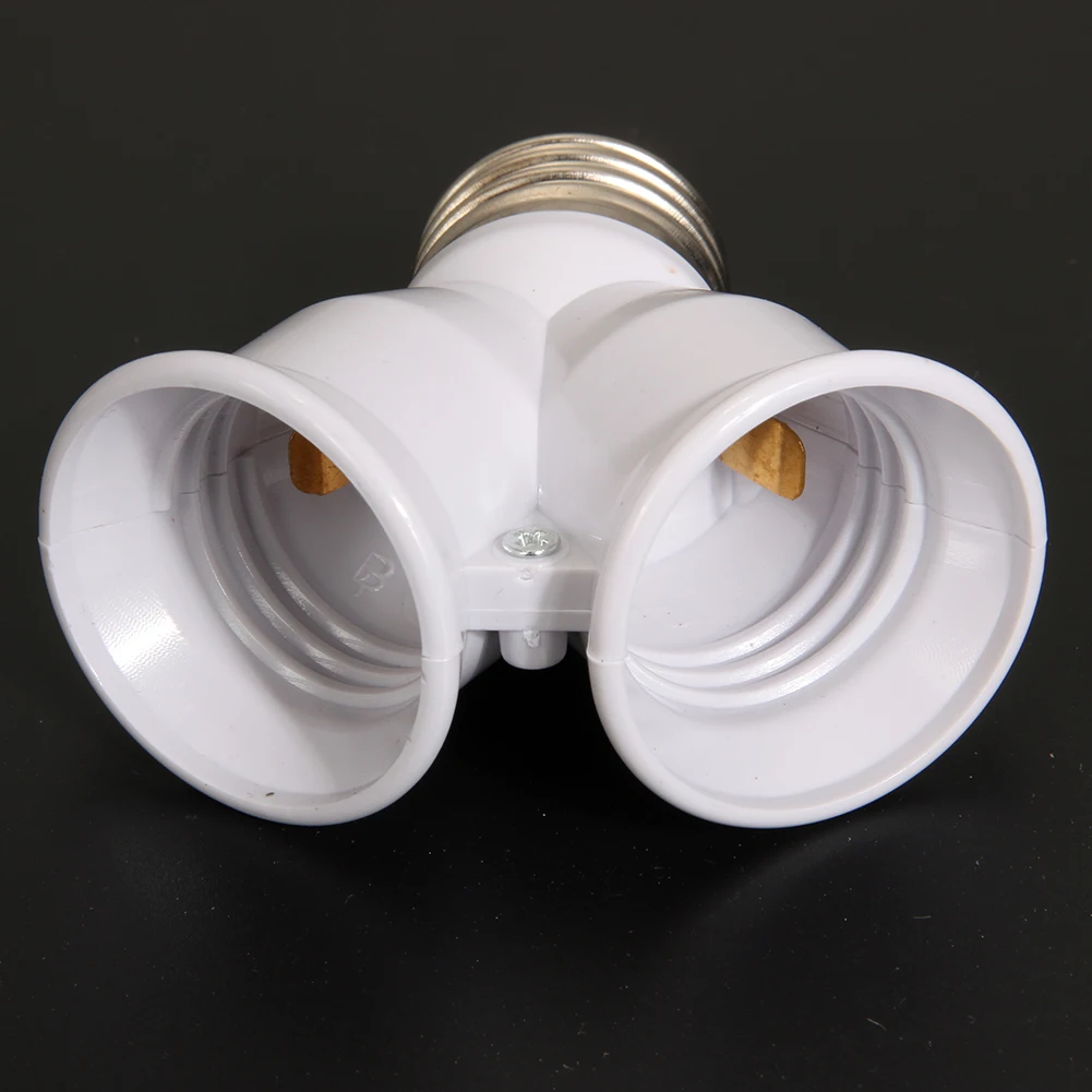 1-5PCS White E27 to 2 E27 Lamp Base Led Lighting Double Screw Bulb Socket Converter Saving LED Light Halogen Lamp Holder 3A