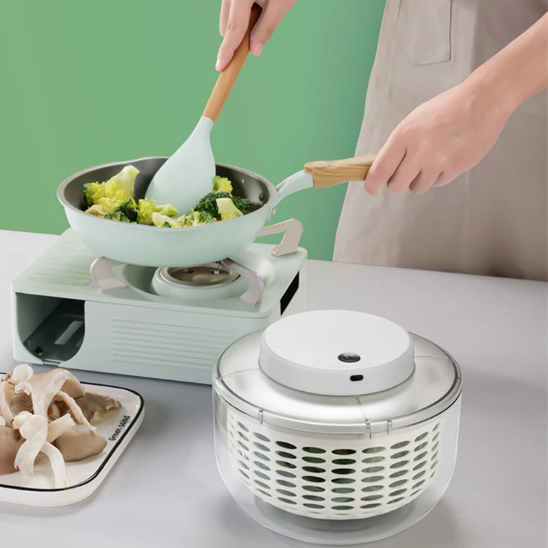Vegetable Dehydrator Electric Quick Cleaning Dryer Fruit and Vegetable Dry and Wet Separation Draining Salad Spinner Home Gadget