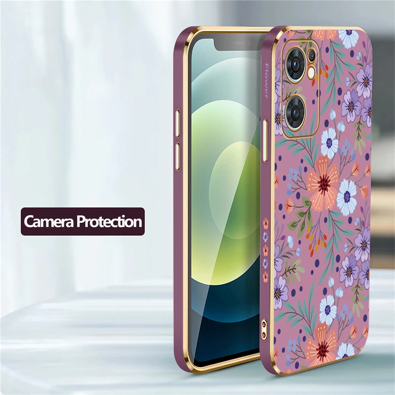 Elegant Shockproof Silicone Flower Case - Premium Protective Plating Design