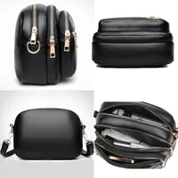 Sac à main en cuir souple pour femme, multi-poches, résistant à l'usure, sac messager de luxe, sac à main pour femme, haute qualité, mode initiée 5
