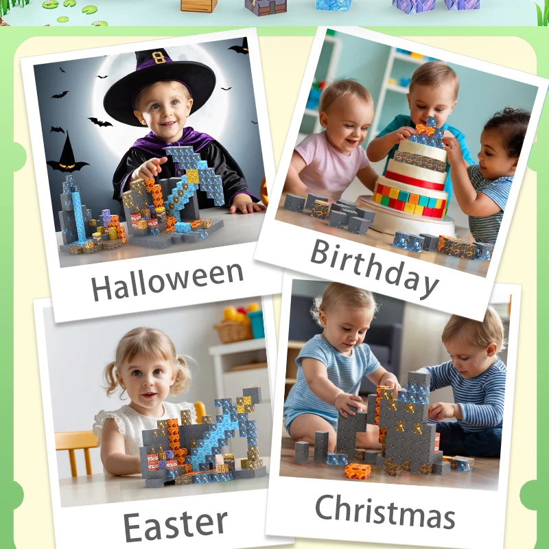 Description Picture 4 of itemHot Minecraft Magnetic Building Blocks-216 PCS Magnet World Sword&Pickaxe Mine Dark Caverns World Toys, Magnetic Toys for Girls