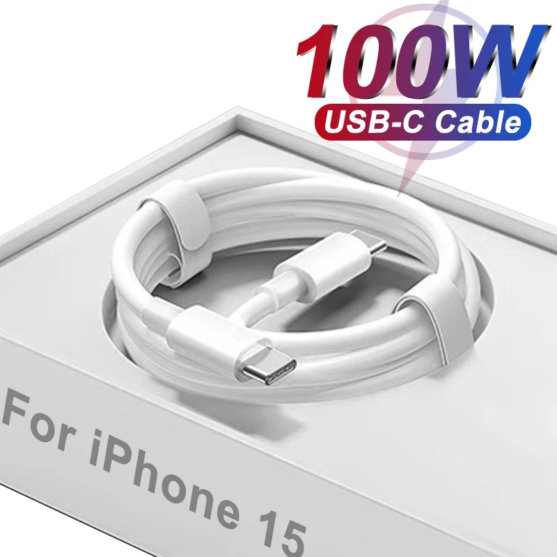 Оригинальный быстродействующий зарядный кабель для Apple iPhone 15 Pro Max Xiaomi mi Samsung Huawei 100 Вт PD Type C зарядный кабель аксессуары