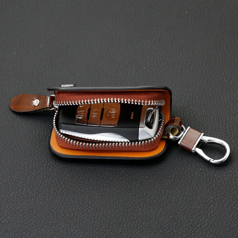 Premium Universal Leather Smart Flip Key Fob Holder & Keychain Wallet