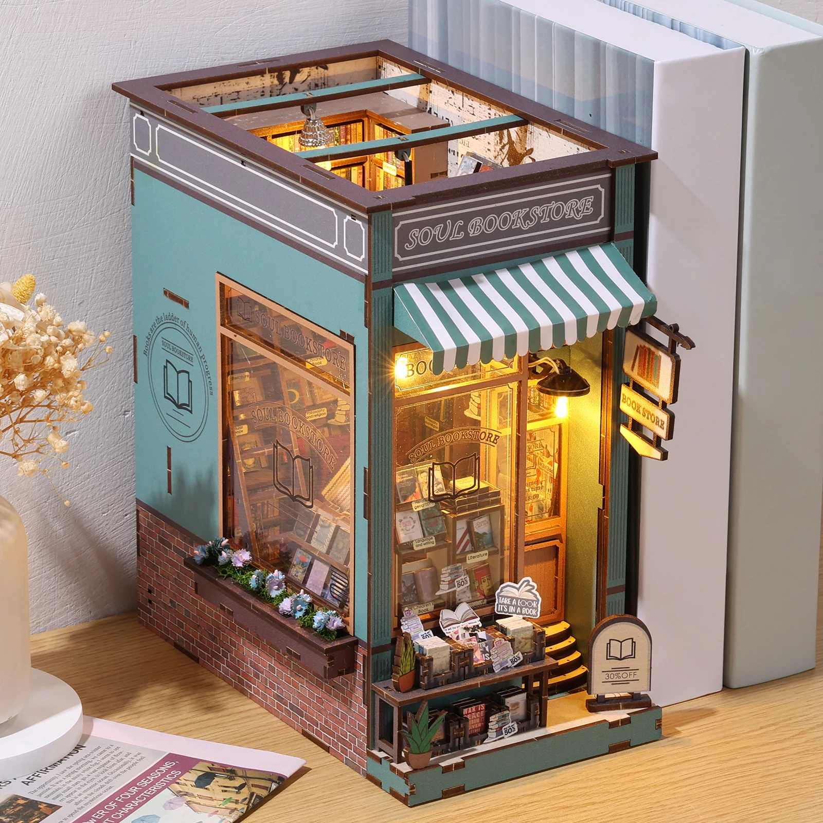♡ 完成品 ミニチュアドールハウス(オルゴール.アクリルケース.電池付き)ブルー Amazon.co.jp: まるでお城! ドールハウス ミニチュア LEDライト